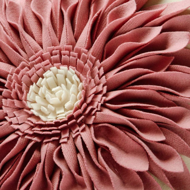 OiseauVoler 3D Sunflower Handmade Throw Pillow Covers Decorative Cushion Cases Pillowcases Home Couch Farmhouse Living Room Decor 18x18 Inch Pink - Image 3